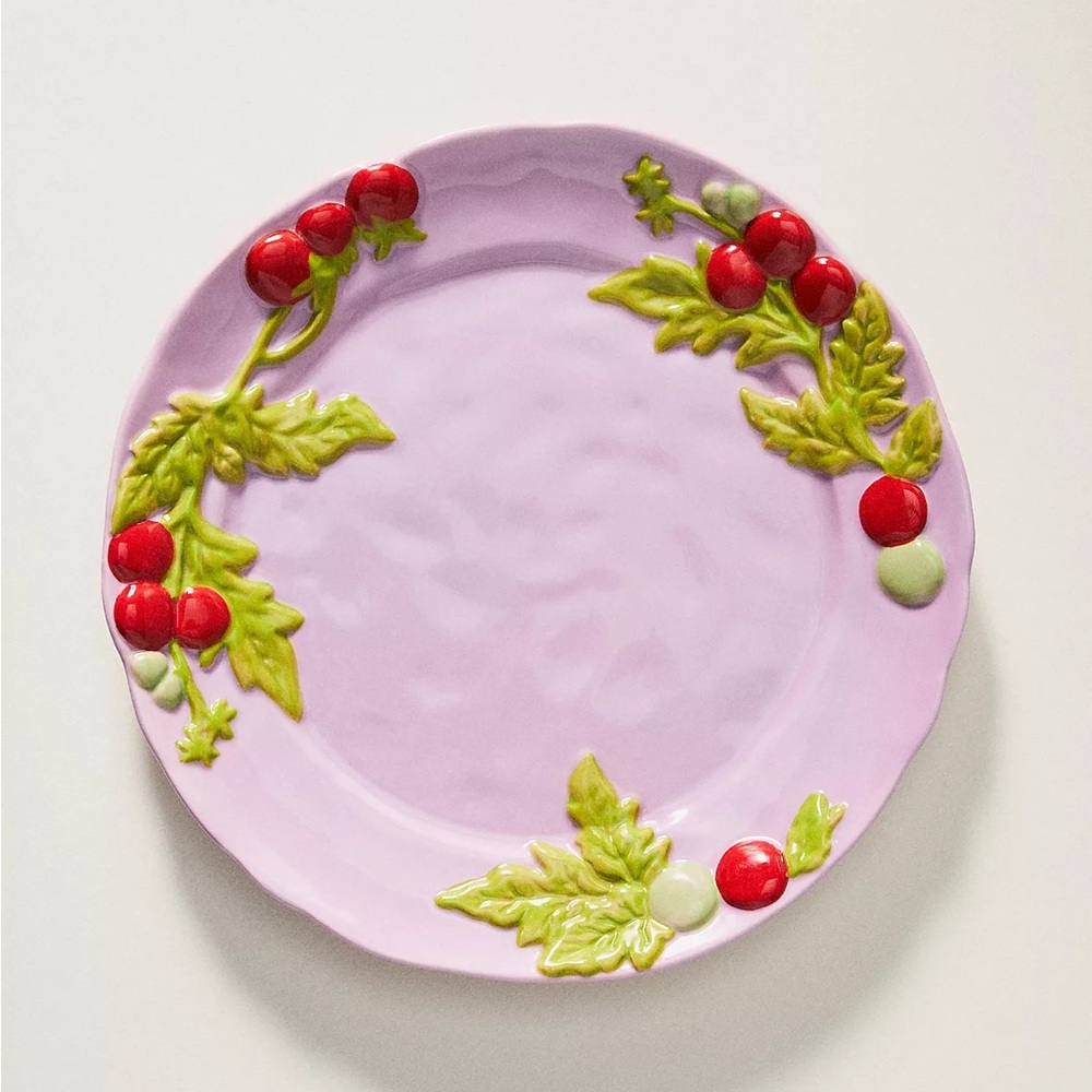 Anthropologie FOSTER STONEWARE DESSERT PLATE Style No. 4536662830186 LIGHT MAUVE